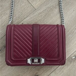 Rebecca Minkoff chevron quilted leather crossbody in garnet